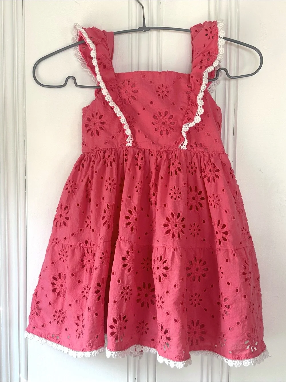 Kids 4T Eyelet Bow Dress in Pink by Blueberi Boulevard
